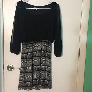 Charlotte Ruse Sheer Black Dress with Print skirt